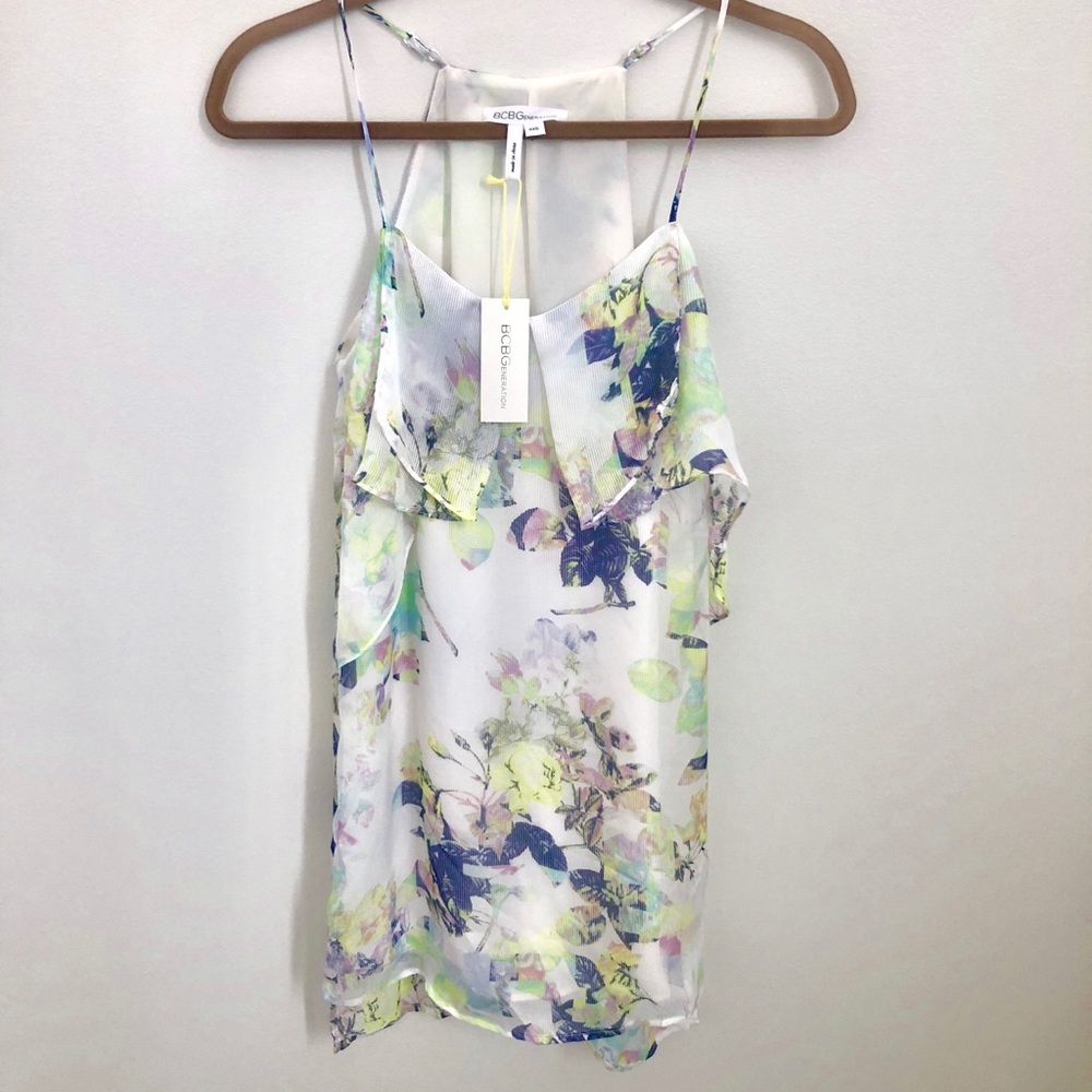 BCBGeneration White and Floral Dress- XXS